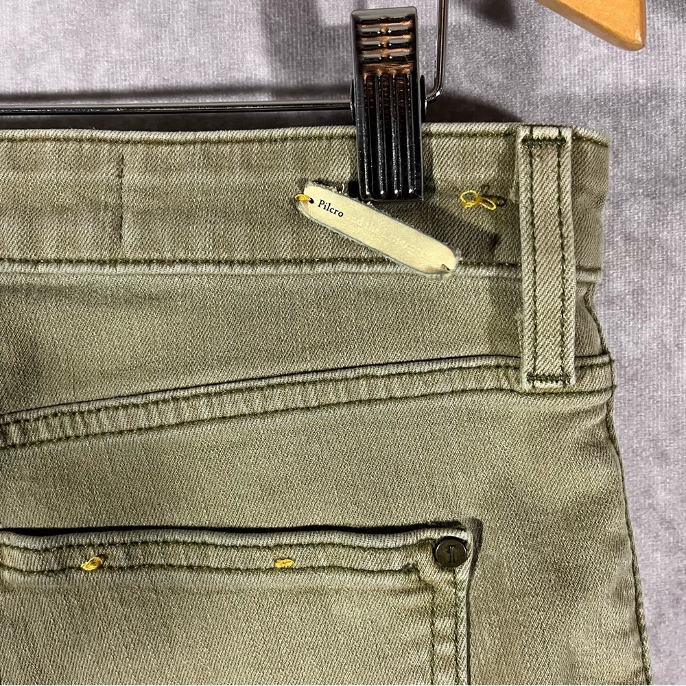 Anthropologie Pilcro Serif Pants Womens 31 Light Green Zip Ankles & Pockets Boho - Picture 4 of 9
